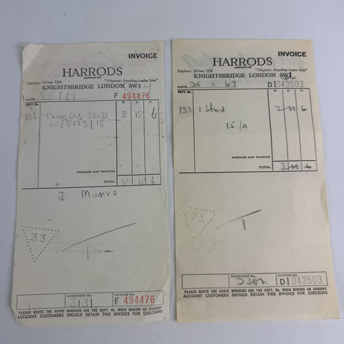 Vintage two harrods - vintage, receipts